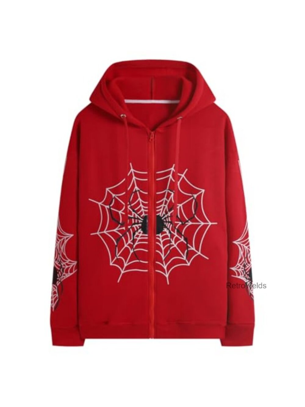 Y2K Spider Graphic Zip Up Hoodie Oversized Streetwear